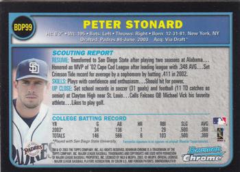 2003 Bowman Draft Picks & Prospects - Chrome #BDP99 Peter Stonard Back