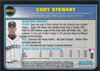 2003 Bowman Draft Picks & Prospects - Chrome #BDP103 Cory Stewart Back