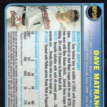 2003 Bowman Draft Picks & Prospects - Chrome #BDP109 Dave Matranga Back