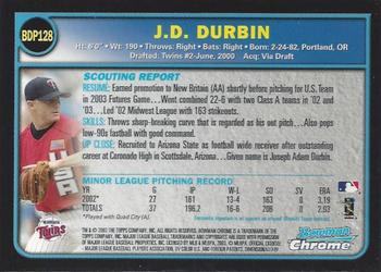 2003 Bowman Draft Picks & Prospects - Chrome #BDP128 J.D. Durbin Back