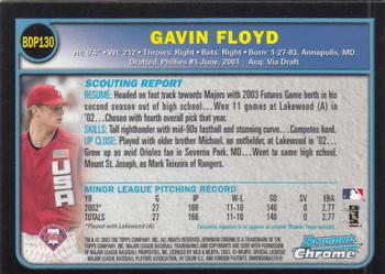 2003 Bowman Draft Picks & Prospects - Chrome #BDP130 Gavin Floyd Back