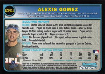 2003 Bowman Draft Picks & Prospects - Chrome #BDP131 Alexis Gomez Back