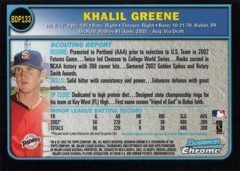 2003 Bowman Draft Picks & Prospects - Chrome #BDP133 Khalil Greene Back