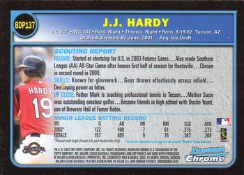 2003 Bowman Draft Picks & Prospects - Chrome #BDP137 J.J. Hardy Back