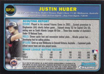 2003 Bowman Draft Picks & Prospects - Chrome #BDP139 Justin Huber Back