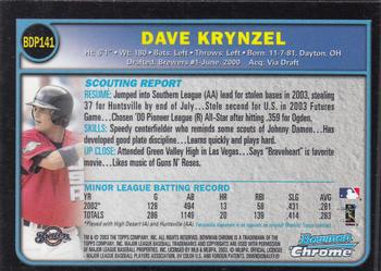 2003 Bowman Draft Picks & Prospects - Chrome #BDP141 Dave Krynzel Back