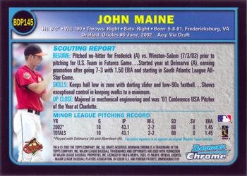 2003 Bowman Draft Picks & Prospects - Chrome #BDP145 John Maine Back