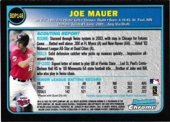 2003 Bowman Draft Picks & Prospects - Chrome #BDP148 Joe Mauer Back