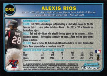 2003 Bowman Draft Picks & Prospects - Chrome #BDP156 Alexis Rios Back