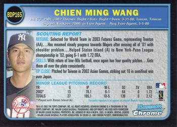 2003 Bowman Draft Picks & Prospects - Chrome #BDP165 Chien-Ming Wang Back