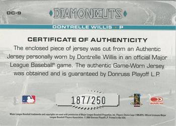 2004 Donruss Studio - Diamond Cuts Material Jersey #DC-9 Dontrelle Willis Back