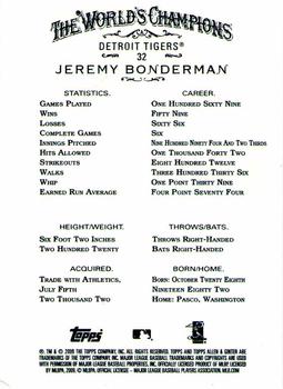 2015 Topps Allen & Ginter - 10th Anniversary Buybacks 2009 #32 Jeremy Bonderman Back