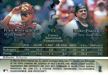 1999 Finest - Complements Refractor Right #C1 Mike Piazza / Ivan Rodriguez Back