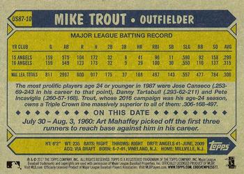 2017 Topps Update - 1987 Topps Baseball 30th Anniversary #US87-10 Mike Trout Back