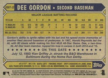 2017 Topps Update - 1987 Topps Baseball 30th Anniversary #US87-12 Dee Gordon Back