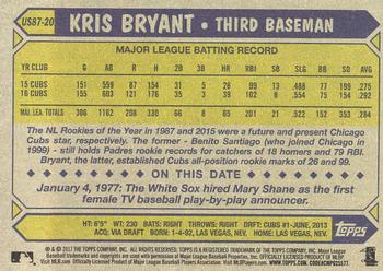 2017 Topps Update - 1987 Topps Baseball 30th Anniversary #US87-20 Kris Bryant Back