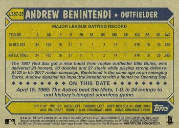 2017 Topps Update - 1987 Topps Baseball 30th Anniversary #US87-25 Andrew Benintendi Back