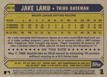 2017 Topps Update - 1987 Topps Baseball 30th Anniversary #US87-26 Jake Lamb Back