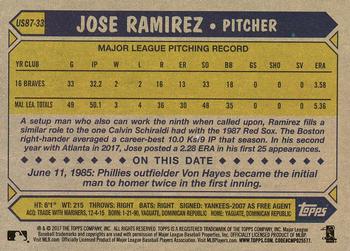 2017 Topps Update - 1987 Topps Baseball 30th Anniversary #US87-33 Jose Ramirez Back