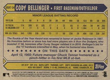 2017 Topps Update - 1987 Topps Baseball 30th Anniversary #US87-34 Cody Bellinger Back