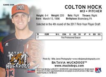 2017 Choice Batavia Muckdogs #25 Colton Hock Back