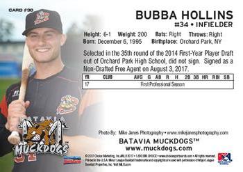 2017 Choice Batavia Muckdogs #26 Bubba Hollins Back