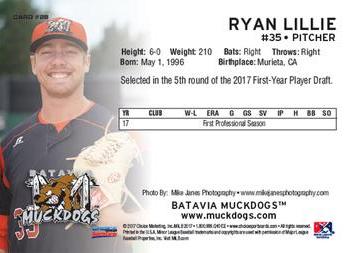 2017 Choice Batavia Muckdogs #30 Ryan Lillie Back
