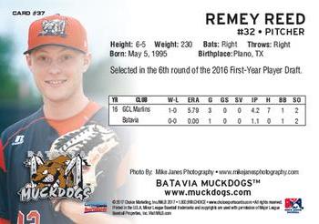 2017 Choice Batavia Muckdogs #37 Remey Reed Back