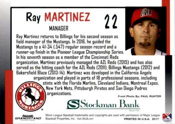 2017 Grandstand Billings Mustangs #NNO Ray Martinez Back