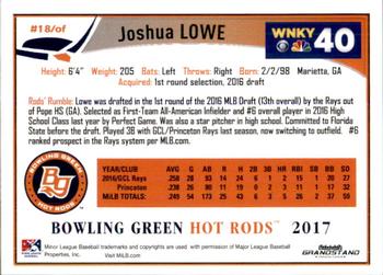 2017 Grandstand Bowling Green Hot Rods #NNO Joshua Lowe Back