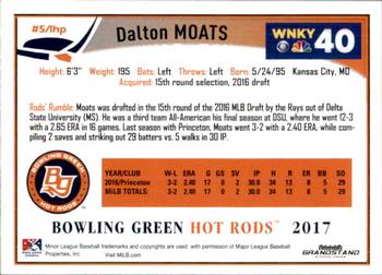 2017 Grandstand Bowling Green Hot Rods #NNO Dalton Moats Back