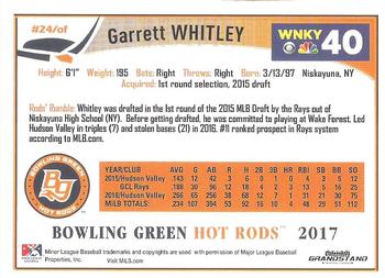 2017 Grandstand Bowling Green Hot Rods #NNO Garrett Whitley Back