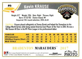 2017 Grandstand Bradenton Marauders #NNO Kevin Krause Back