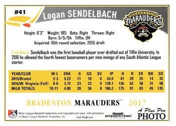 2017 Grandstand Bradenton Marauders #NNO Logan Sendelbach Back