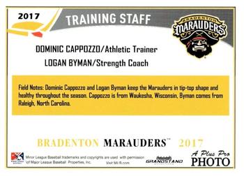 2017 Grandstand Bradenton Marauders #NNO Dominic Cappozzo / Logan Byman Back