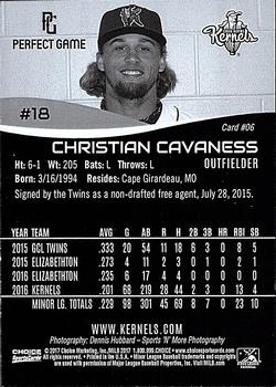 2017 Choice Cedar Rapids Kernels #06 Christian Cavaness Back