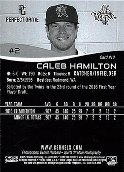 2017 Choice Cedar Rapids Kernels #13 Caleb Hamilton Back