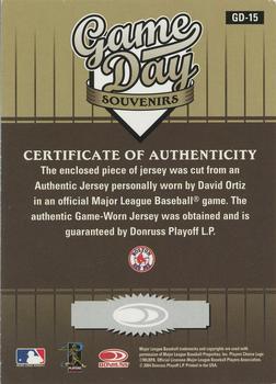 2004 Donruss Studio - Game Day Souvenirs #GD-15 David Ortiz Back