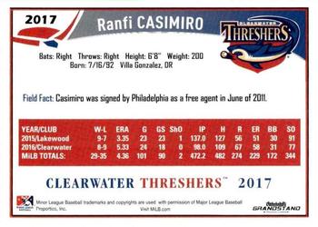 2017 Grandstand Clearwater Threshers #NNO Ranfi Casimiro Back