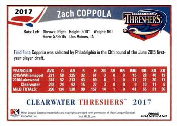 2017 Grandstand Clearwater Threshers #NNO Zach Coppola Back