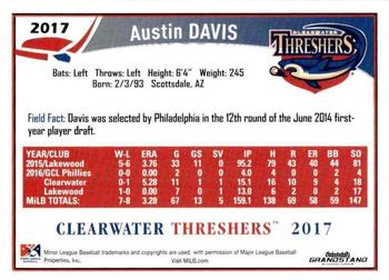 2017 Grandstand Clearwater Threshers #NNO Austin Davis Back