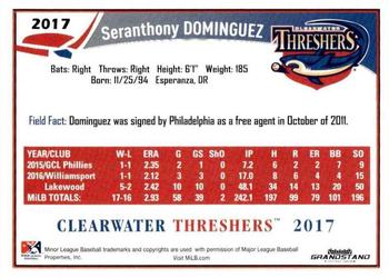 2017 Grandstand Clearwater Threshers #NNO Seranthony Dominguez Back