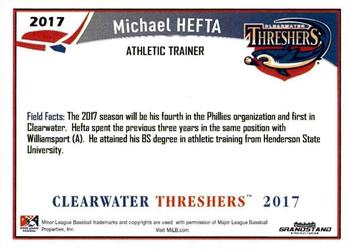 2017 Grandstand Clearwater Threshers #NNO Michael Hefta Back