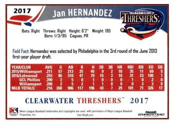 2017 Grandstand Clearwater Threshers #NNO Jan Hernandez Back
