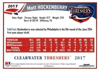2017 Grandstand Clearwater Threshers #NNO Matt Hockenberry Back