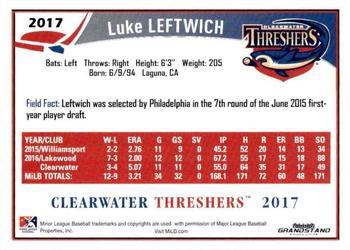 2017 Grandstand Clearwater Threshers #NNO Luke Leftwich Back