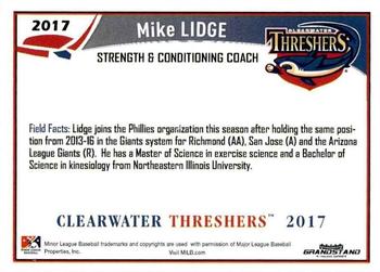 2017 Grandstand Clearwater Threshers #NNO Mike Lidge Back