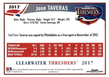 2017 Grandstand Clearwater Threshers #NNO Jose Taveras Back