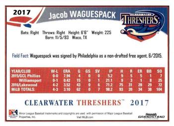 2017 Grandstand Clearwater Threshers #NNO Jacob Waguespack Back
