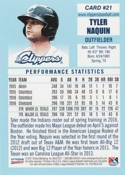 2017 Choice Columbus Clippers #21 Tyler Naquin Back
